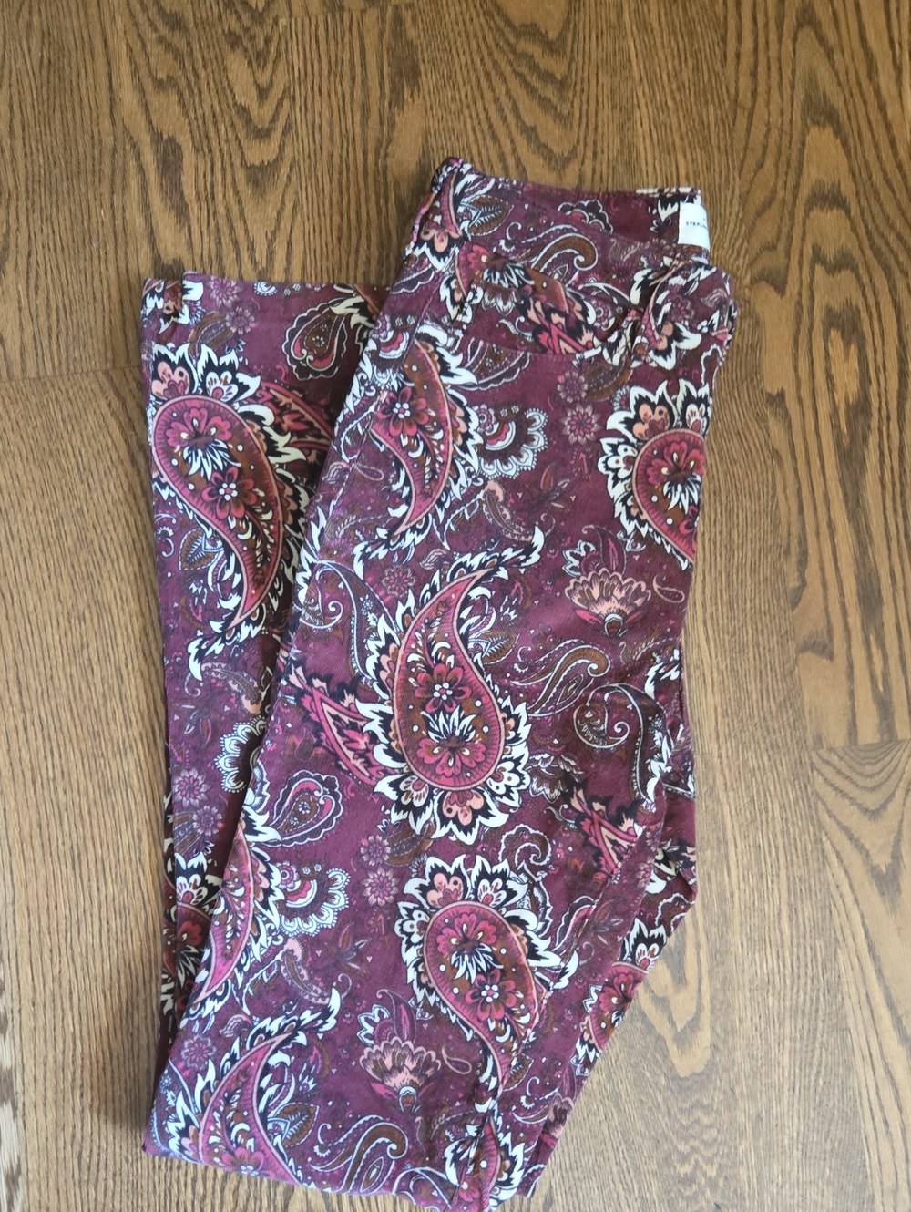 Boot Cut Paisley Pants in Burgundy
